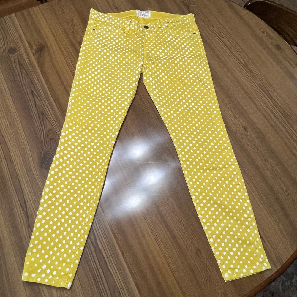 Current/Elliott Stiletto Lemongrass Polka Dot Jean Sz 28
